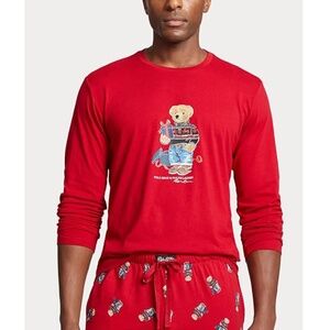 Polo Ralph Lauren Holiday Polo Bear Red Long Sleeve Pajama Top